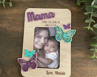Custom Mom Fridge Magnet Photo Frame, Mothers Day or Valentines Day gift, I love you Mom gift from child, Mommy and Me picture frame
