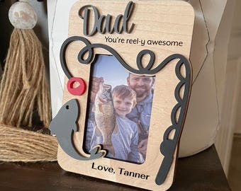 Custom Dad Fridge Magnet Photo Frame, Fathers Day or Valentines Day gift, Dad gift from child, Me and Daddy picture frame