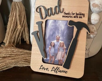Custom Dad Fridge Magnet Photo Frame, Fathers Day or Valentines Dad Gift, I Love Dad gift from child, Me and Daddy picture frame