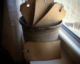 300 LARGE Coffee Stained Primitive Antique Store Price Gift Hang Tags Lot Rustic