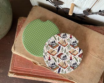 Small Halloween Gift, Sandstone Coasters Set, Cute Car Accessories Beverage Hot Cold Cup Holder, Fall Autumn Car Decor