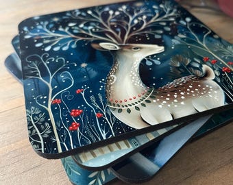 Christmas Coaster Set, Holiday Coasters, Whimsical Christmas, Nutcracker