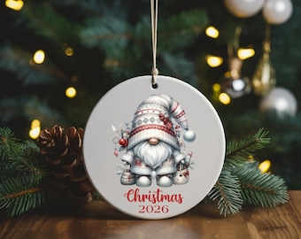 Custom Gnome Christmas Ornament: Pink Holiday Decor, 2026