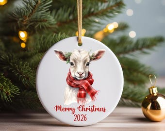 Custom Baby Goat Christmas Ornament: Farm Animal Ceramic Ornament