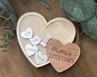 Custom Family Name Magnet, Heart Shaker Magnet with Multiple Names, Keepsake Mothers Day Gift for Mom, Nana, Mini, Grandma, Pet, Aunts, Vday