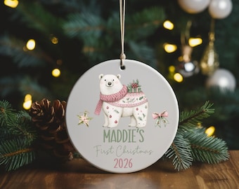 Baby's First Christmas Ornament: Woodland Fox, Custom Infant Gift