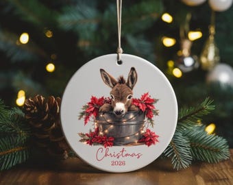 Custom Baby Donkey Christmas Ornament: Farm Animal Keepsake