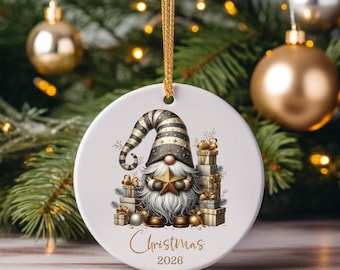 Custom Christmas Gnome Ornament: Personalized Ceramic Ornament
