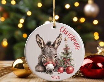 Custom Baby Donkey Christmas Ornament: Farm Animal Keepsake