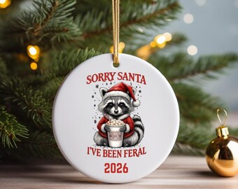 Feral Raccoon Funny 2026 Christmas Ornament