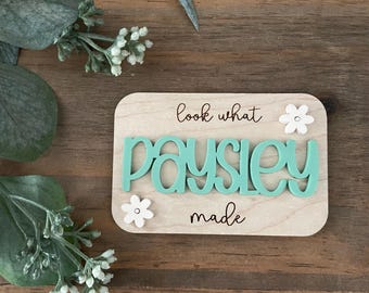 Look What I Made Personalized Childs First Artwork Display Sign For Kids Wall Kitchen Office Name Gifts Fridge Magnetic