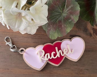 Personalized Bag Tag Valentines Kids Backpack Charm Custom Name Bag Tag Keychain School Lunchbox Tag Diaper Bag Tag Gift for Student