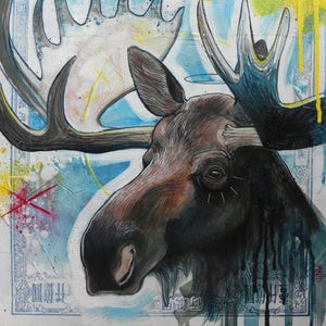 Orignal - Carte Postale d'Art, animaux du Québec, format 4,25x5,5", fini glacé, carte postale illustrée, déco, imprimé, portrait animalier