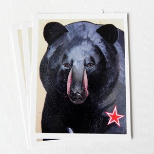 Ours noir - Carte Postale d'Art, animaux du Québec, format 4,25x5,5", fini glacé, carte postale illustrée, déco, imprimé, portrait, ourson
