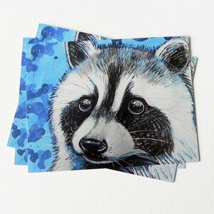 Raccoon - Art Postcard, animal portrait, size 4,25x5,5", gloss finish, illustrated postcard, sending love, print, home decor, Canada