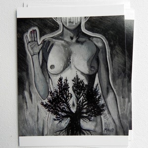 Tree of Life - Carte Postale d'Art, arbre de vie, format 4,25x5,5", fini glacé, carte postale illustrée, décoration, imprimé, symbole femme