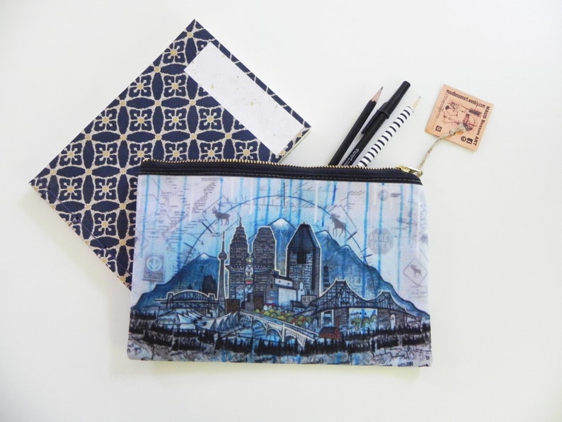 washable makeup bag printed storage pouch travel pocket pencil case durable carrying case Studio Pouch City landscape