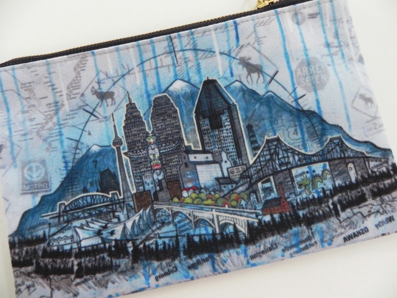 washable makeup bag printed storage pouch travel pocket pencil case durable carrying case Studio Pouch City landscape