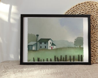 Farmhouse 3 Gallery Wall Art, Farmhouse Painting, Printable Farmhouse Art, Downloadable Home Décor Prints, Hand-Painted Artwork, Vintage Art