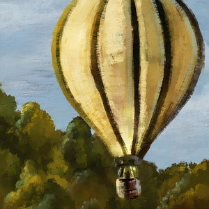 Hot Air Balloon Wall Art, Hot Air Balloon Painting, Printable Balloon Art, Home Décor Prints, Patriotic Artwork, American Art, Balloon ART