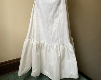 Vintage Maxi Crinoline Ruffled Petticoat Zipper Back White