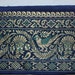 Vintage Gold Metallic Embroidered Sari Trim Zari Ribbon Extra Wide Birds and Flowers Green and Navy Blue 6" wide per yard