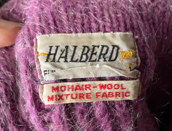 50s Violet Purple Mohair Wool Halberd Cardigal Sw… - image 4