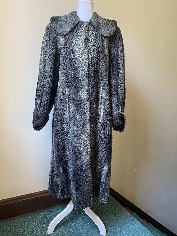 1940s Persian Curly Lamb Fur Long Maxi Midi Coat S