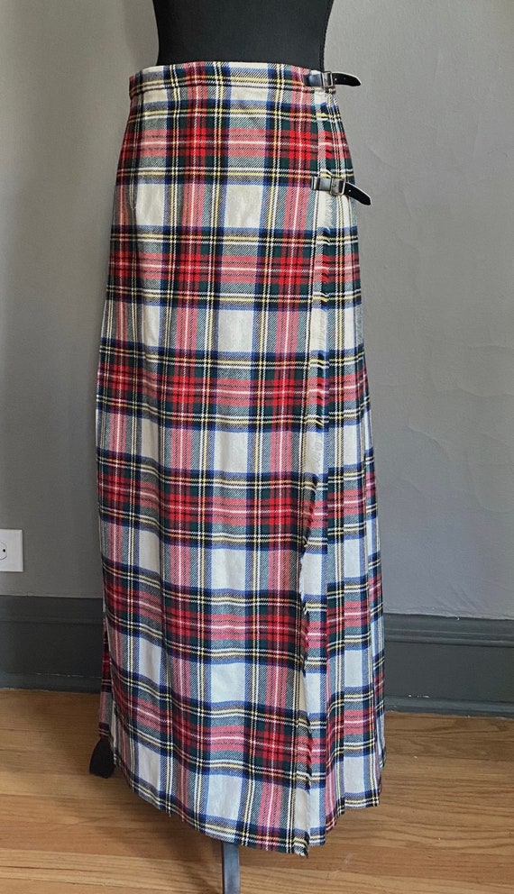 60s Plaid Tartan Wool Highlander Maxi Skirt Scotla