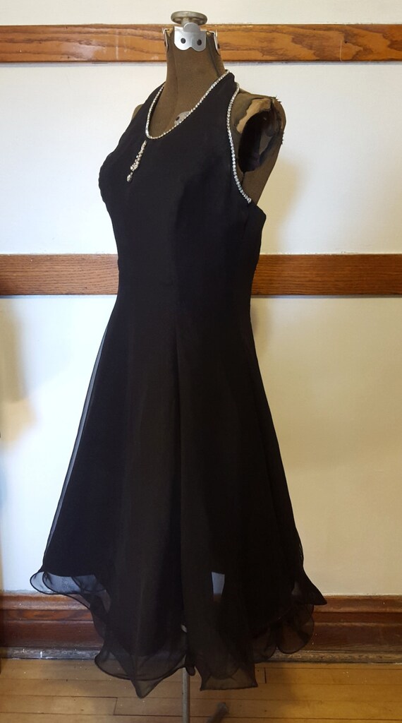 black chiffon halter dress