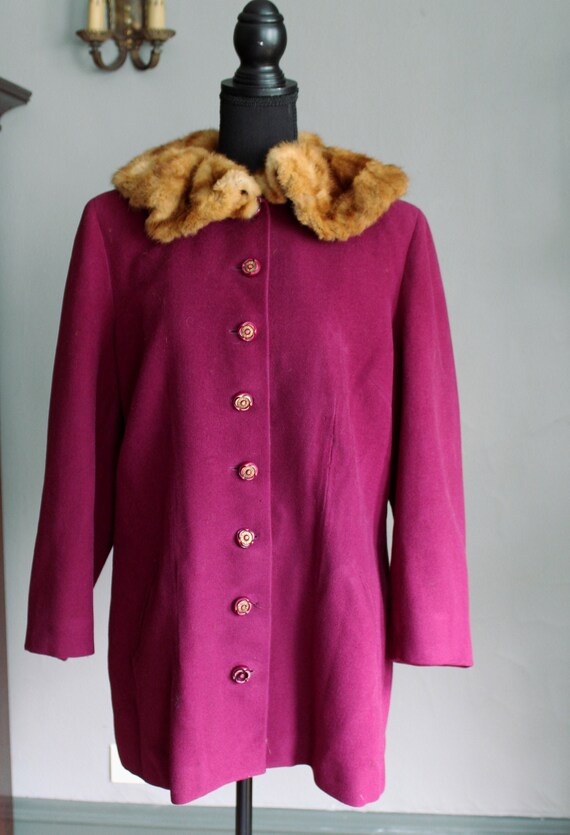 40s Magenta Purple Pink Wool Jacket with Real Genu