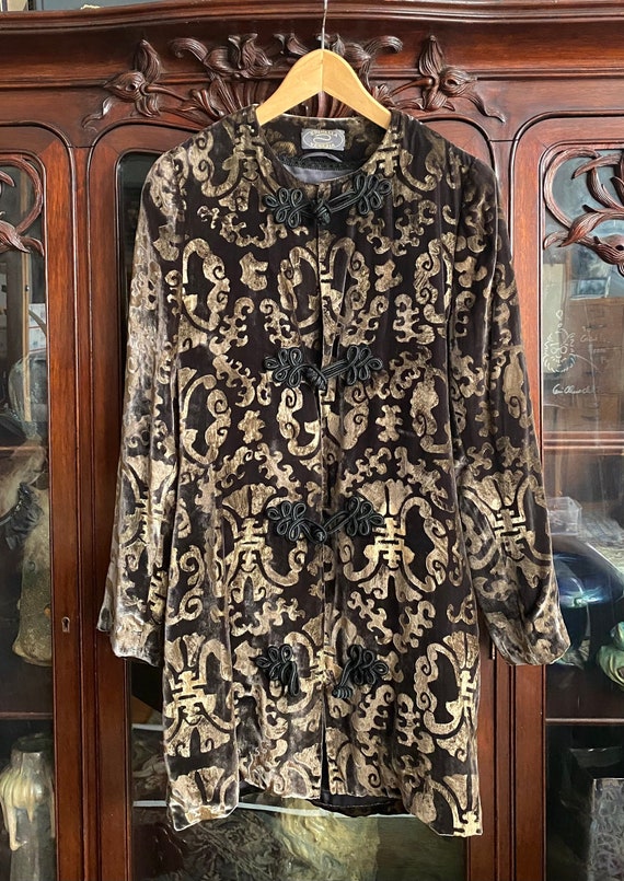 Stenciled Fortuny Style Silk Velvet Coat Mirella S
