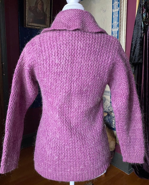 50s Violet Purple Mohair Wool Halberd Cardigal Sw… - image 3