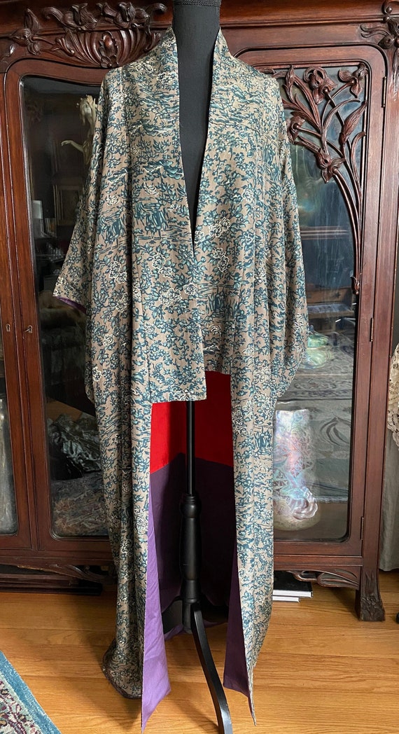 Vintage Handmade Japanese Silk Kimono Handstitched