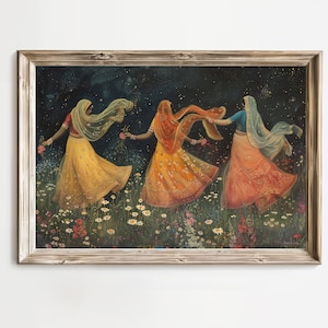 Gul-e-Bahar | Indian vintage digital painting | Indian home decor | Indian wall art | Mughal Art | Dancing Indian Women art | Pakistani Art