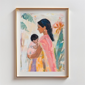 母性の絵画 | デジタルポスター | 子供を抱く母親の絵画 | インドの室内装飾 | パキスタンの芸術 | インドの壁画 | 母の日