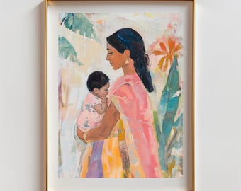Mother and Child Art Print: Indian Home Decor (Digital Download)