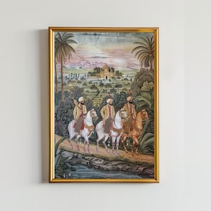 Obra de arte digital inspirada en Sipahi / Mughal indio, arte mural imprimible, arte tradicional indio pakistaní, pintura real vintage india