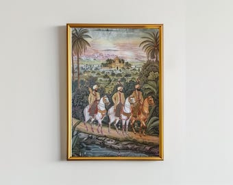 Mughal Royal Guards Art: Vintage Indian Painting (Digital Print)