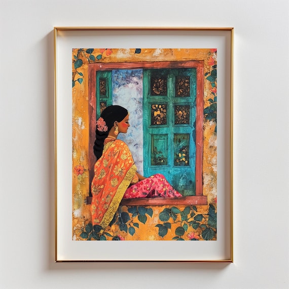 Indian Woman Portrait: Colorful Desi Art Print (Digital Download)