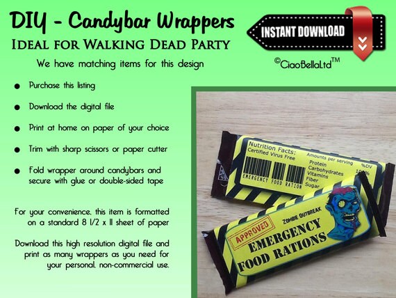 Zombie Candy Wrappers Printable