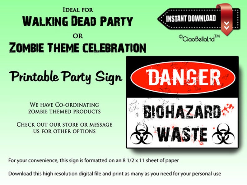 Threat Biohazard Squander Printable Occasion Indication - Quick Electronic Down load graphic relating to Quarantine Sign Printable identified as Hazard Biohazard Squander Printable Celebration Indicator - Instantaneous Electronic Down load
