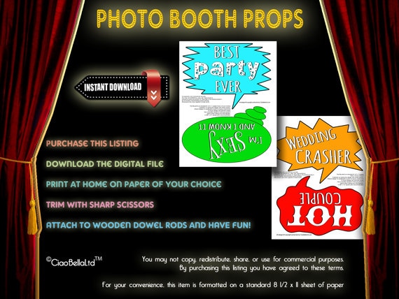 Funny Word Bubble Printable Photo Booth Props | Etsy