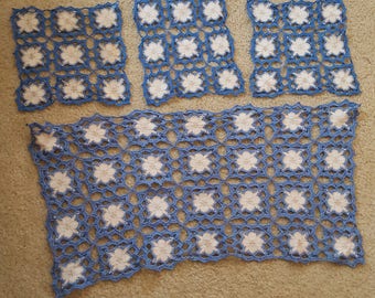 Vintage Hand Crochet Doilie Set
