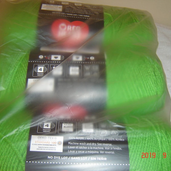 3 Skeins of Red Heart Super Saver WW Yarn in Spring Green # 0672