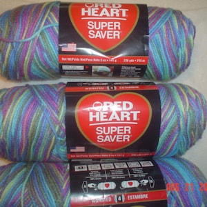 3 Skeins of Red Heart Super Saver WW Yarn in Monet