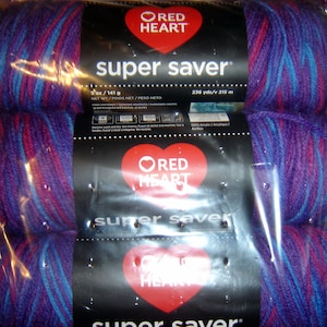 3 Skeins of Red Heart Super Saver WW Yarn in Grape Fizz NEW COLOR