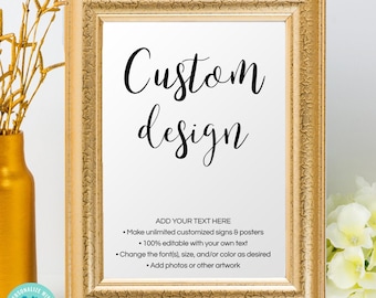 Custom Printable Sign, Vertical Poster | 6 Sizes: 5x7, 8x10, 11x14, 16x20, 18x24, 24x36 | Editable Digital Template | Edit Online & Print