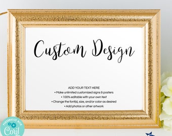 Custom Printable Sign, Horizontal Poster | 6 Sizes: 7x5, 10x6, 14x11, 20x16, 24x18, 36x24 | Editable Digital Template | Edit Online & Print