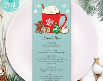Christmas Cocoa & Cookies Menu Card: Holiday Printable (Digital)
